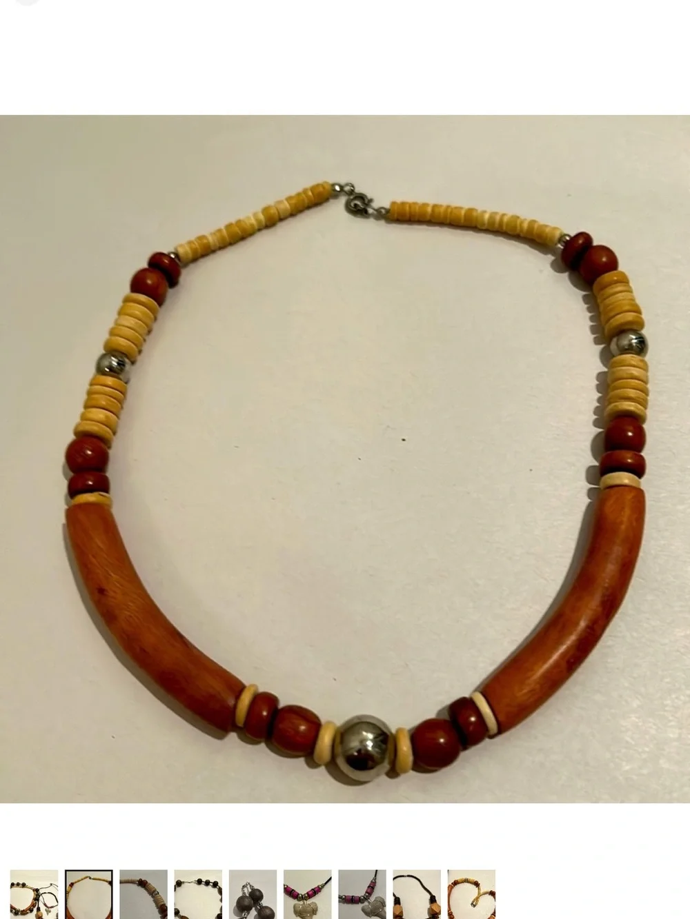 Vintage Tribal Necklace Lot Set 4 Necklaces Heishi Wood Natural Shark Tooth